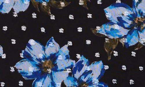 Cece Print Ruffle Cuff Top In Serene Blue