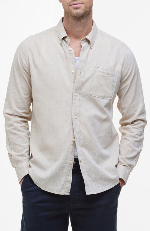 Barbour Slub Linen & Cotton Button-down Shirt In Stone