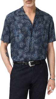John Varvatos Dan Print Modal Camp Shirt