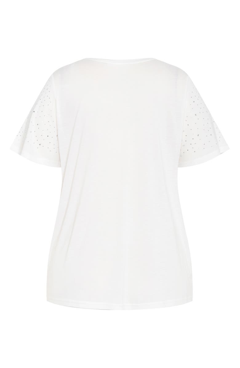 City Chic Blinged Up Embellished T-Shirt, Alternate, color, Ivory