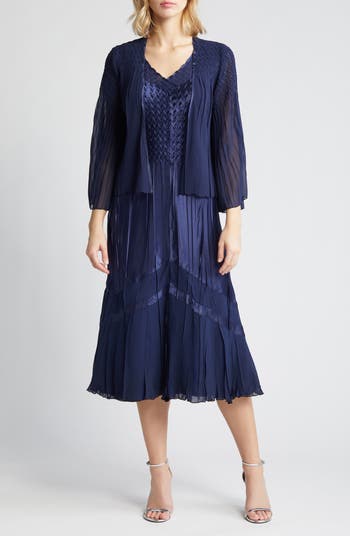 Komarov Tiered Charmeuse Chiffon Dress Jacket Nordstrom