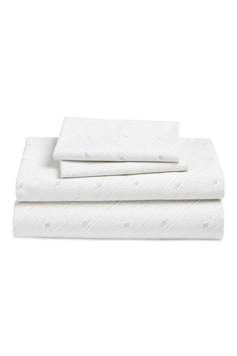 Spindle Stripe Percale Sheet Set, Main, color, GREY SILK SPINDLE STRIPE
