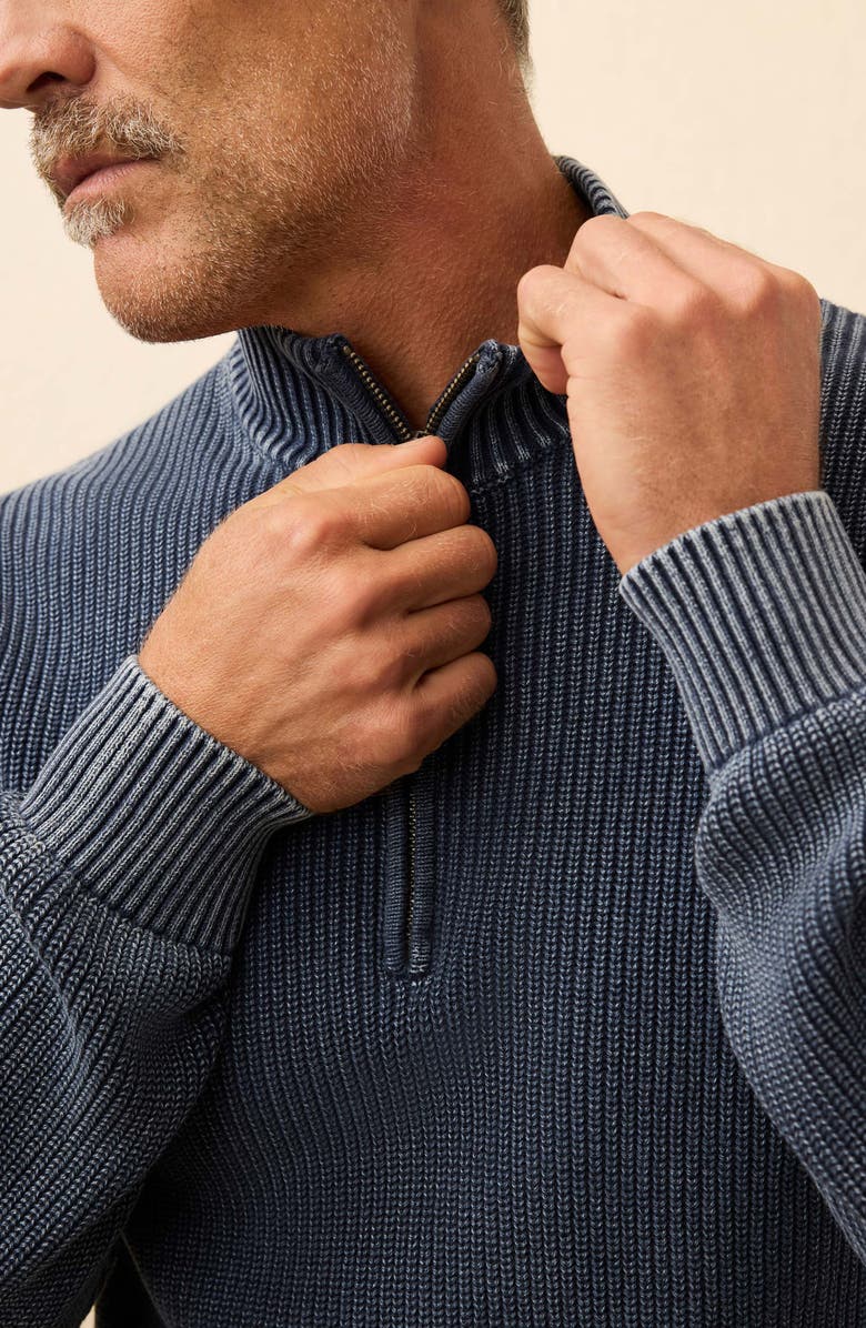 Faherty Sunwashed Quarter-Zip Sweater, Alternate, color, Blue Nights