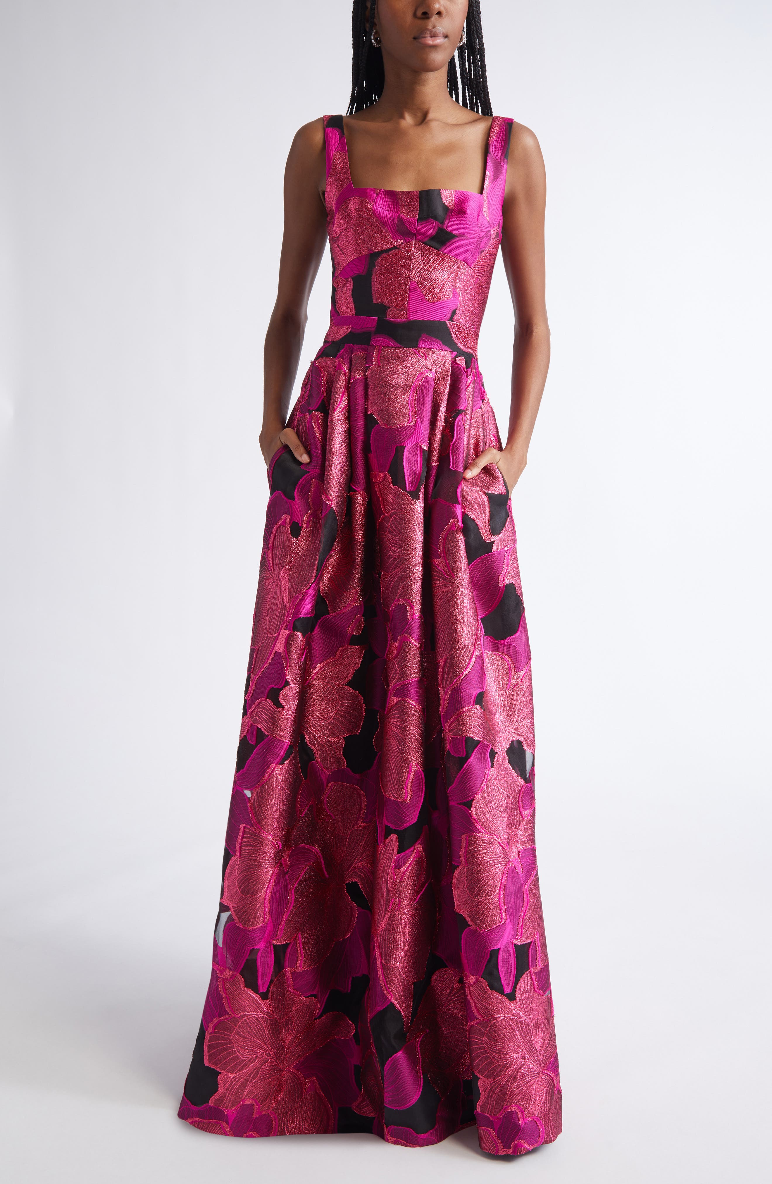 ST. JOHN Metallic Jacquard Organza Gown (Women) | Nordstrom