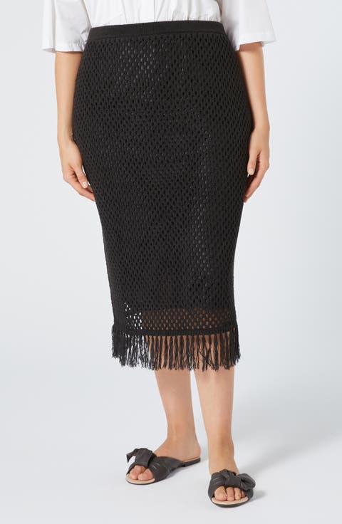 Alca Open Stitch Midi Sweater Skirt (Plus)
