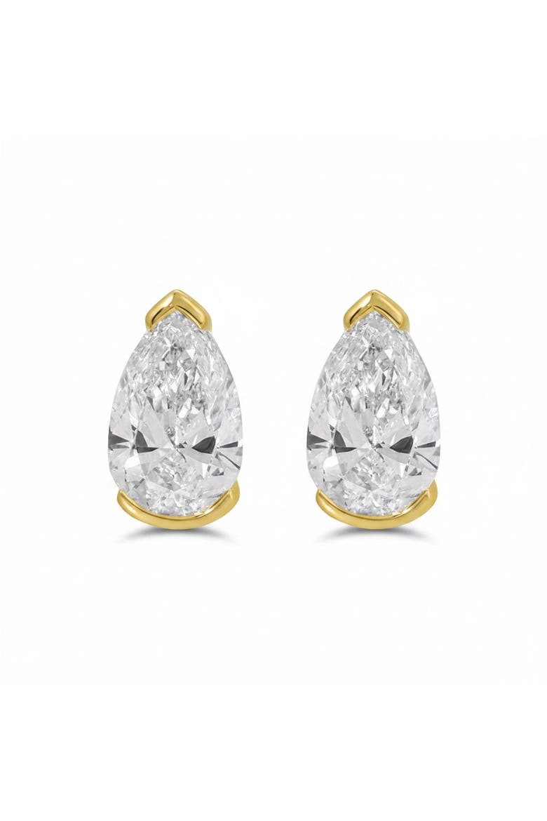 Lab Grown Diamond Pear Slight Bezel Stud Earring 14K, Main, color, 14K Gold - 2 Carat