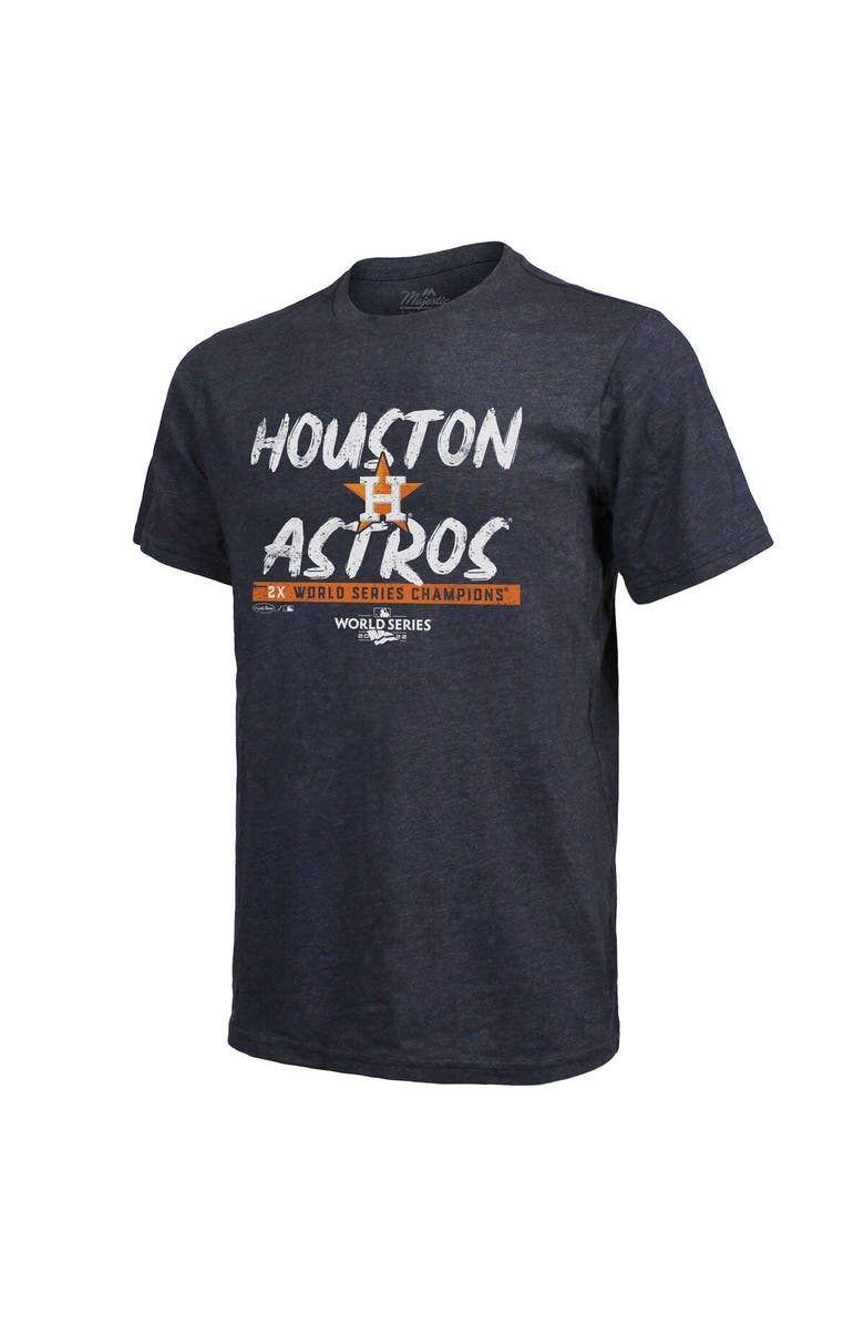 Majestic Threads Men's Majestic Threads Navy Houston Astros 2022 World Series Champions Still Here Tri-Blend T-Shirt, Alternate, color,