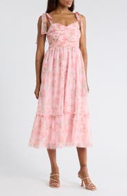 Blu Pepper Shoulder Tie Floral Maxi Dress