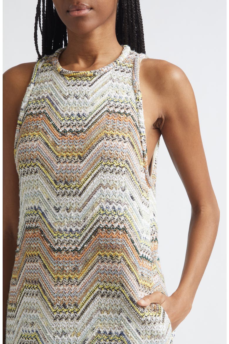 Metallic Zigzag Sequin Sleeveless Minidress, Alternate, color, MULTICOLOR ON LIGHT BASE