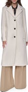DKNY Single Breasted Bouclé Wool Blend Coat
