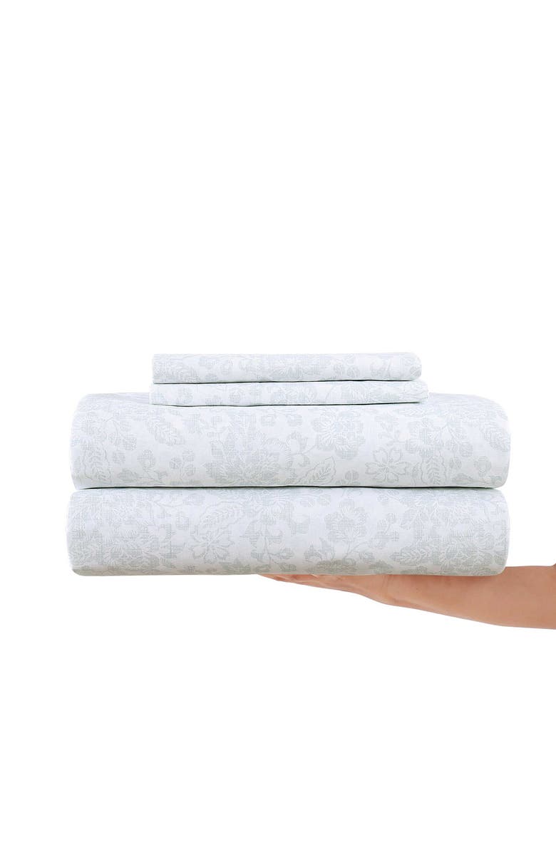 STONE COTTAGE Mae 200 Thread Count Cotton Percale Sheet Set, Alternate, color, Green