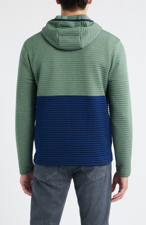 Johnnie-o Werner Rib Colorblock Half Zip Hoodie In Blue