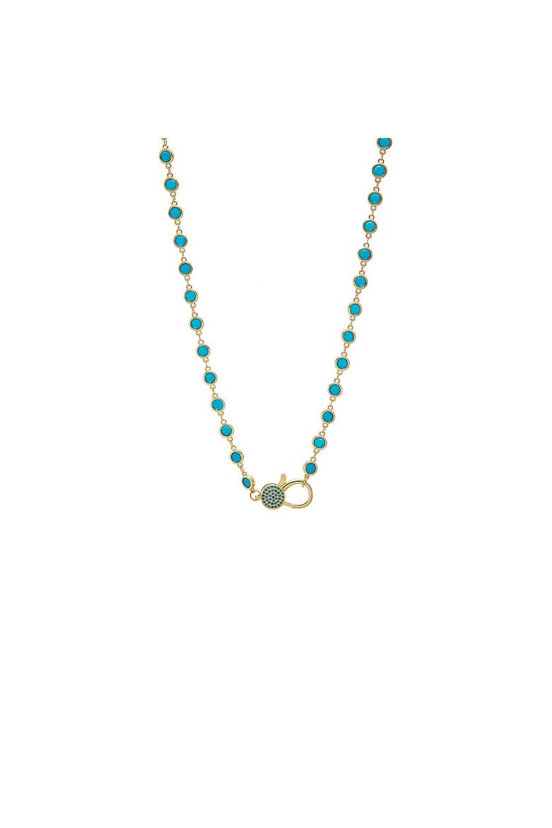 Luxury Bezel /Pave Turquoise Lobster Clasp Chain Necklace, Main, color, Turquoise