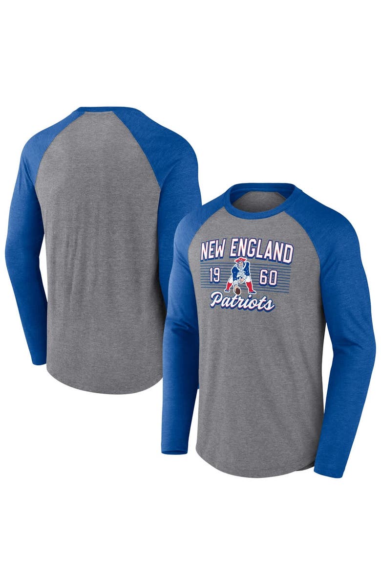 FANATICS Men's Fanatics Heather Gray New England Patriots Weekend Casual Raglan Long Sleeve T-Shirt, Alternate, color,