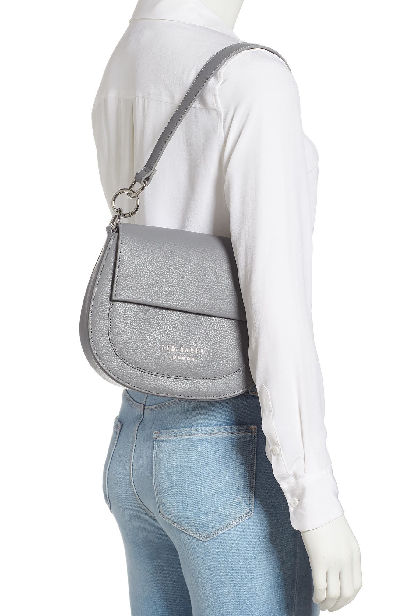 Amali Leather Crossbody Bag, Alternate, color, GREY