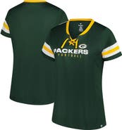 FANATICS Women's Fanatics Green Green Bay Packers Plus Size Rhinestone Redzone Athena Lace-Up Notch Neck T-Shirt