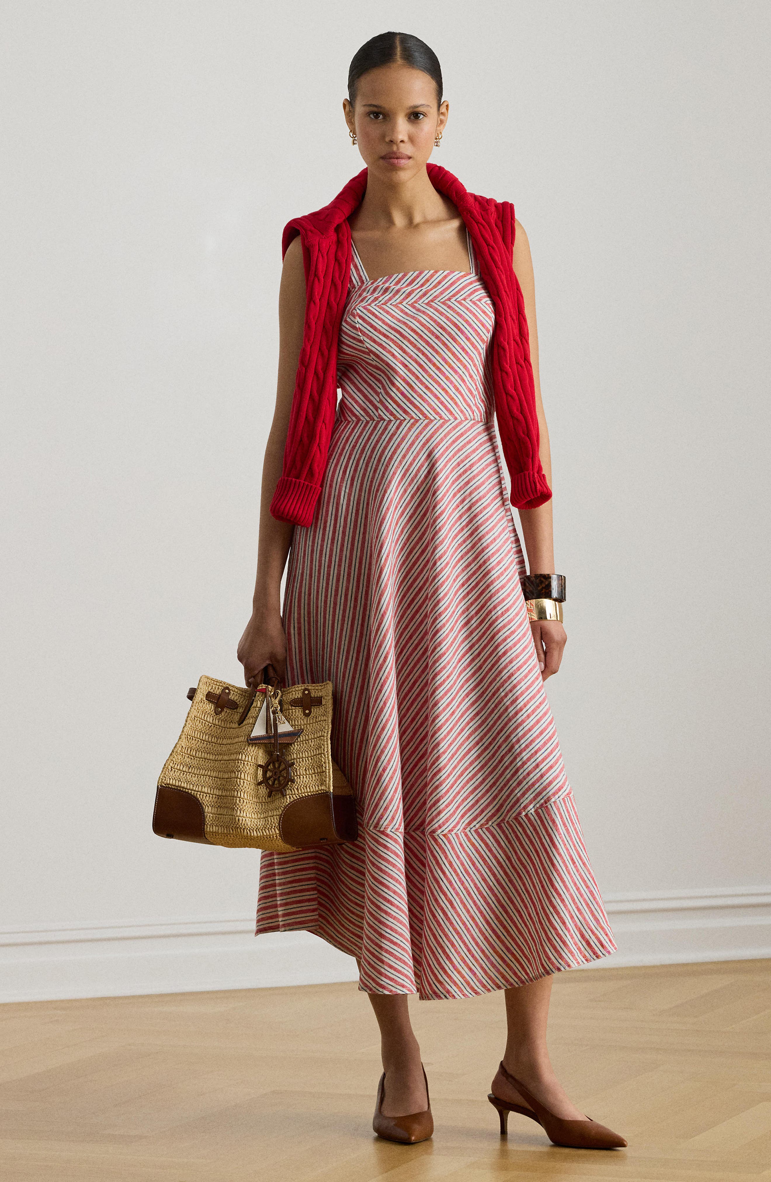 red striped linen dress Mirage Linen Maxi Dress Red Striped | Bohomey