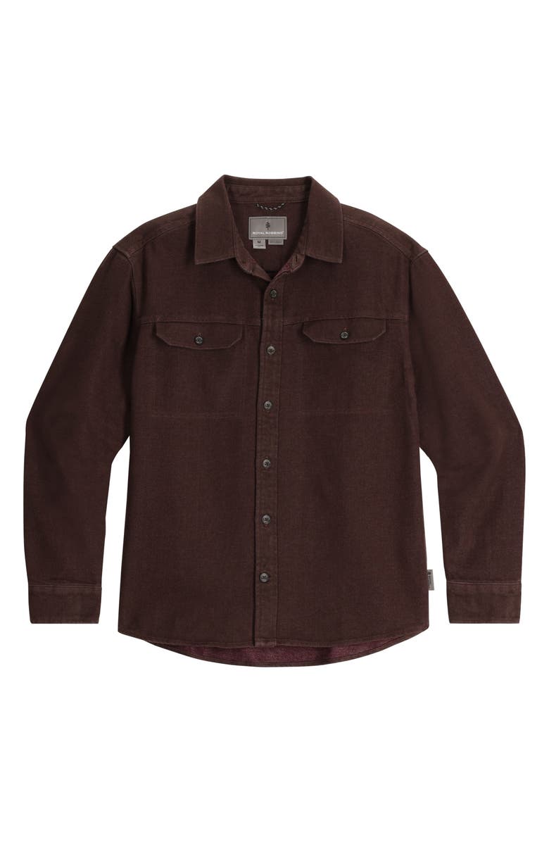 ROYAL ROBBINS Clouds Rest Hemp Blend Button-Up Shirt, Main, color, Turkish Coffee Heather