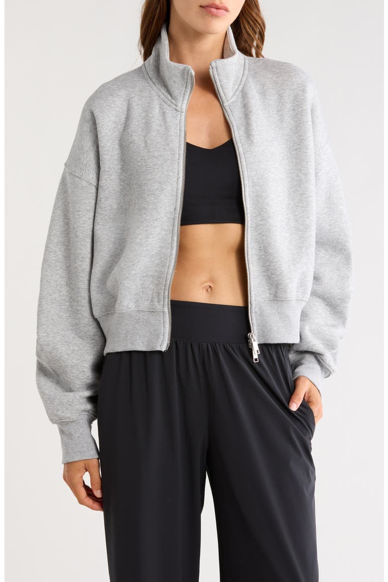 Luxe Fleece Double Zip Jacket, Main, color, HEATHER GRAY