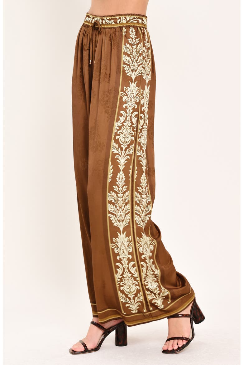 Wide Leg Print Pants, Alternate, color, CAMEL