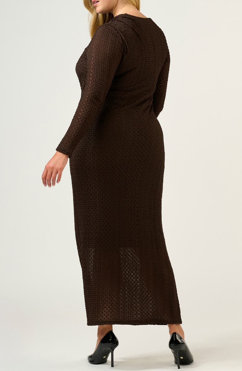 Estelle Naomi Long Sleeve Texture Knit Dress, Alternate, color, Espresso