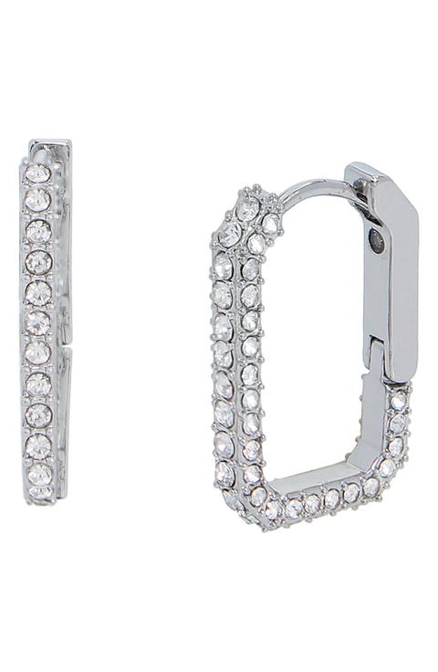 Pavé Crystal Geometric Link Hoop Earrings