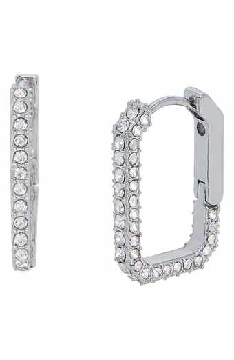 AllSaints Pavé Crystal Geometric Link Hoop Earrings