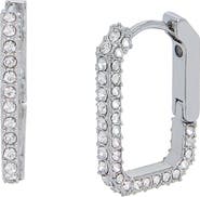 AllSaints Pavé Crystal Geometric Link Hoop Earrings