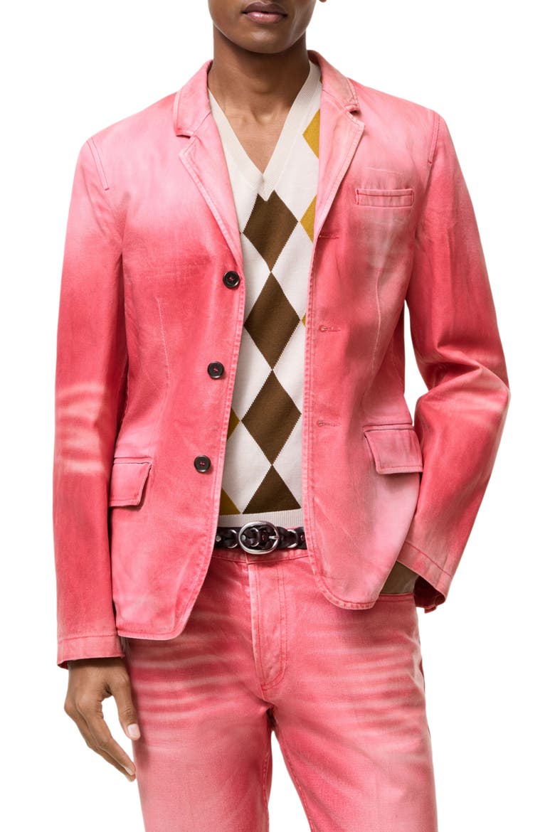 Ricky Coated Denim Blazer, Main, color, CHERRY PINK