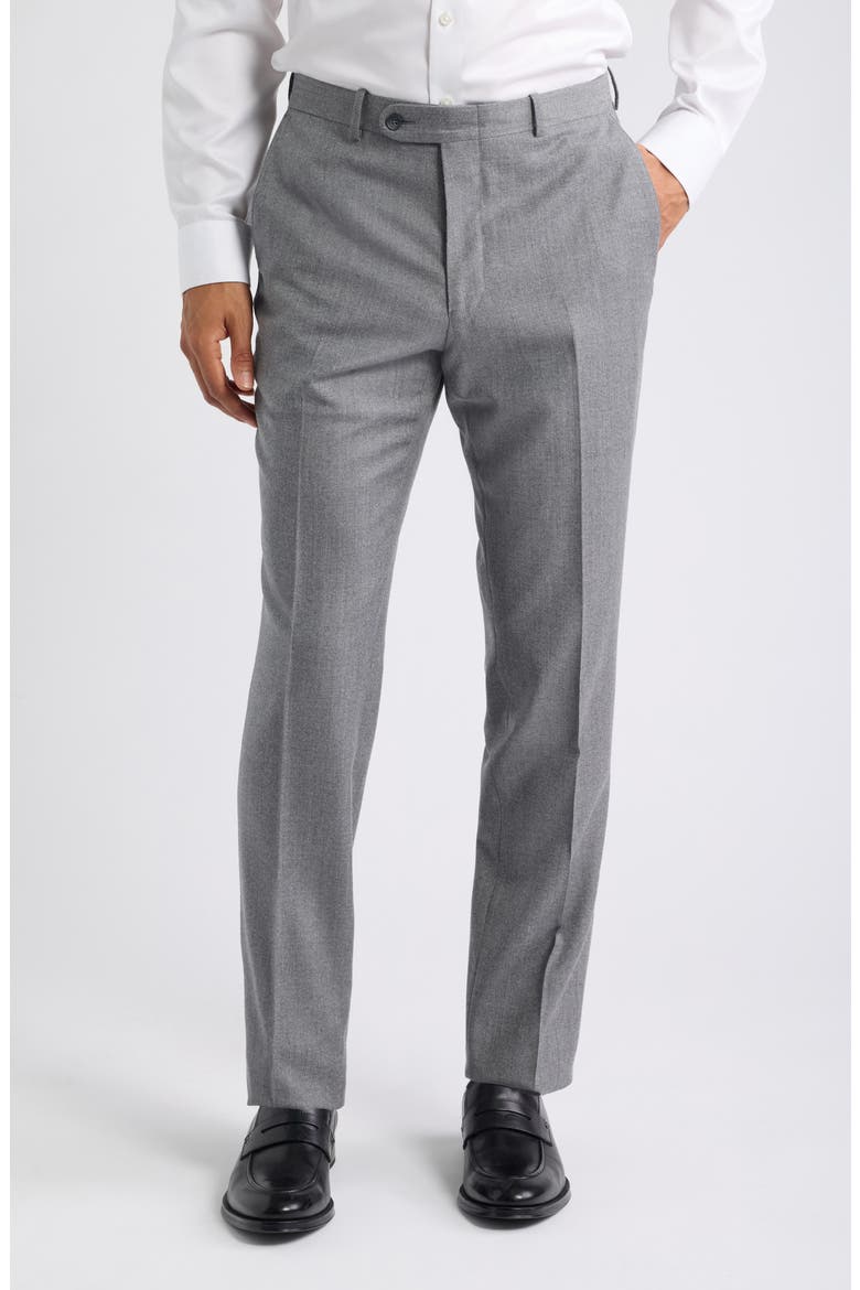 Harker Flat Front Wool & Cashmere Trousers, Main, color, LIGHT GREY