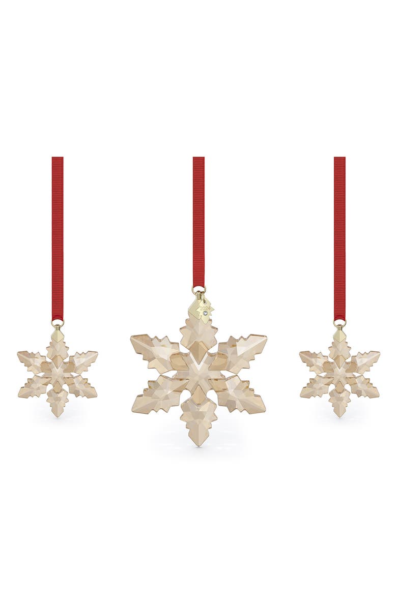 Swarovski Annual Edition 2024 Set of 3 Festive Snowflake Crystal Ornaments, Main, color,