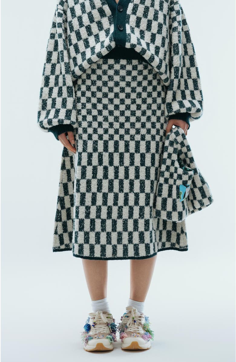 De Loreta Alexandra Alpaca Blend Sweater Midi Skirt, Main, color, Forest Chess