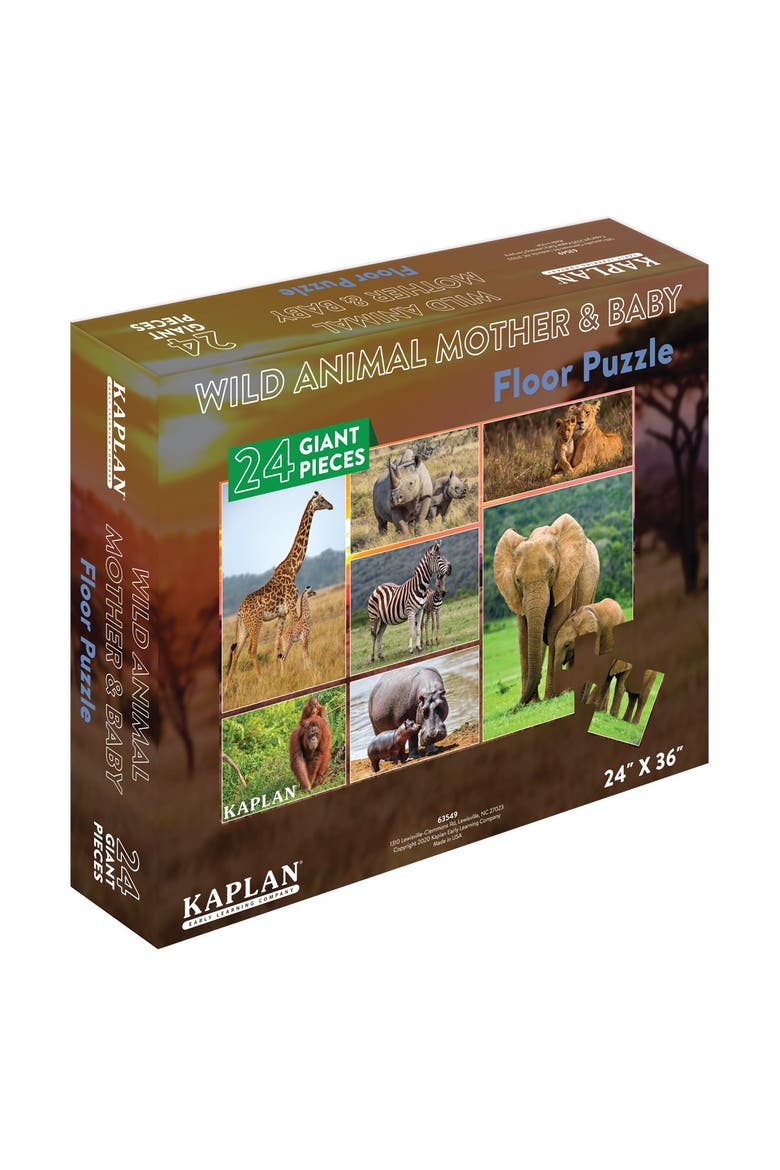 Wild Animal Mother and Baby Floor Puzzle - 24 Pieces, Alternate, color, Multicolored