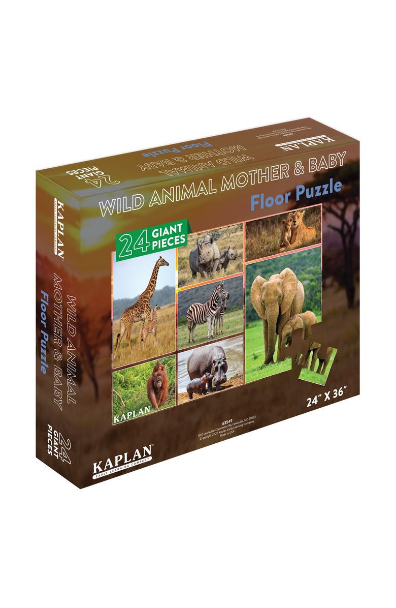 Kaplan Early Learning Company Wild Animal Mother and Baby Floor Puzzle - 24 Pieces, Alternate, color, Multicolored