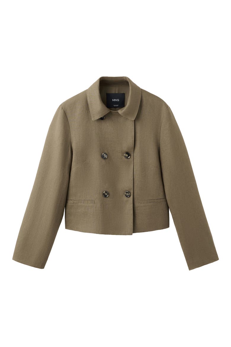 Double Breasted Linen Jacket, Alternate, color, KHAKI GREEN