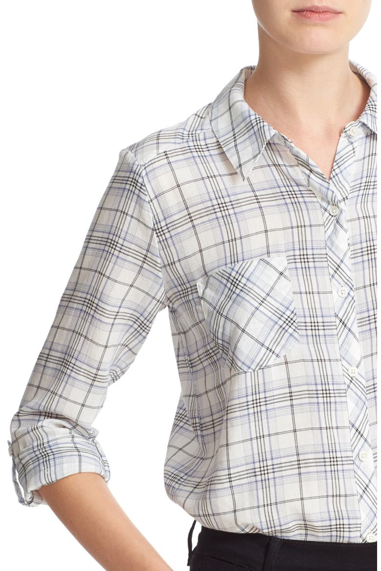 Sequoia Plaid Shirt, Alternate, color, PORCELAIN