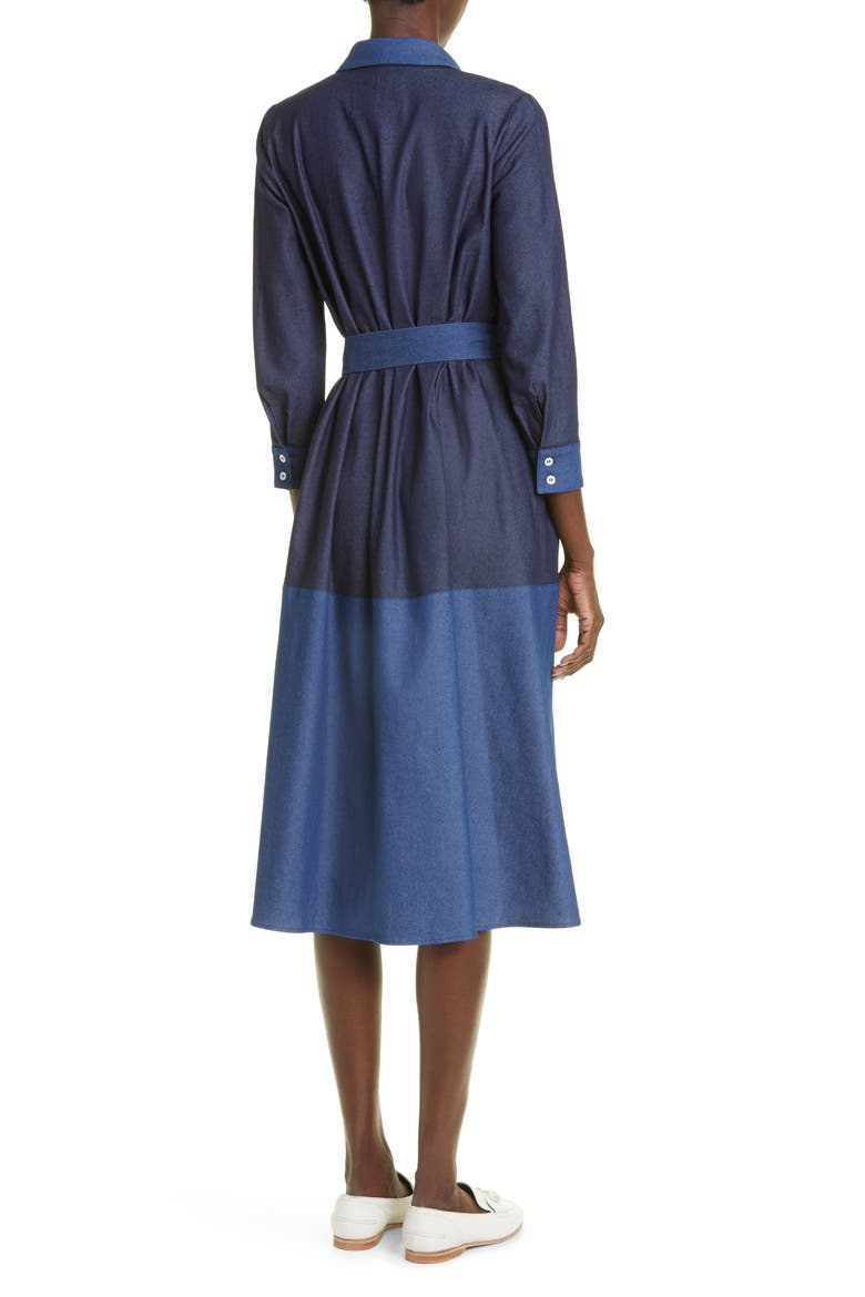 Colorblock Long Sleeve Denim Shirtdress, Alternate, color, NAVY/ MULTI