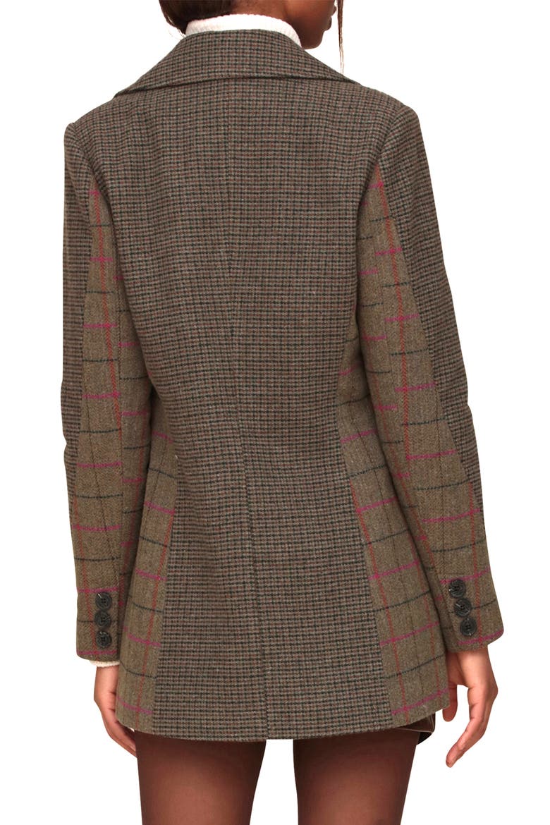 Patchwork Double Breasted Blazer, Alternate, color, OLIVE PLAID MIX