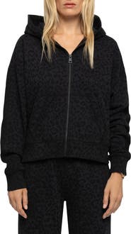 Zadig & Voltaire Leopard Spot Print Full Zip Hoodie