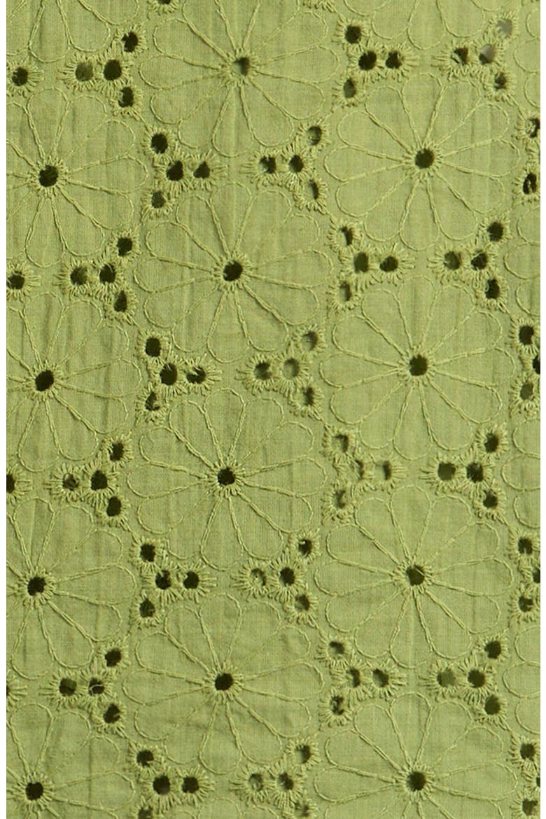 Kids' Sleeveless Cotton Broderie Anglaise Button-Up Shirt, Alternate, color, LIGHT GREEN