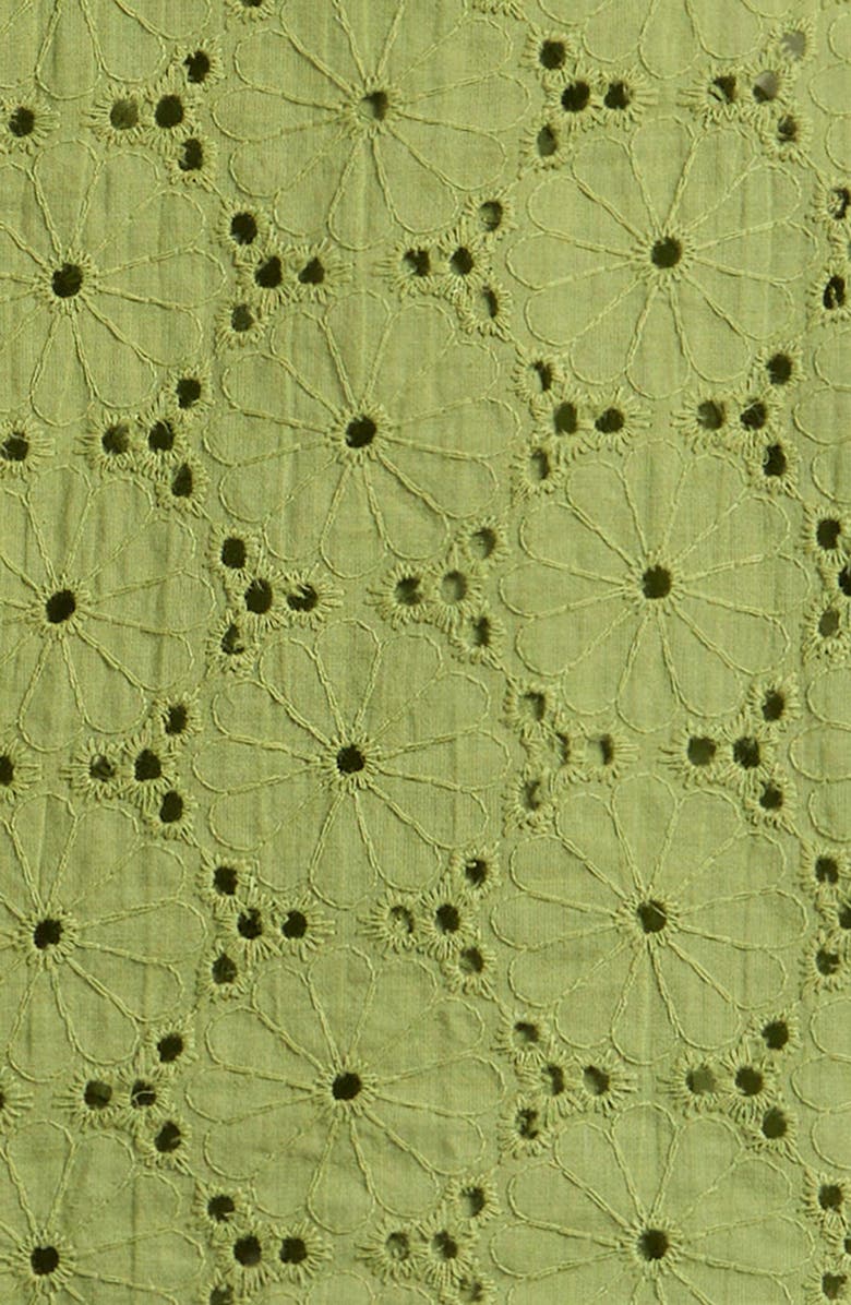 Good Luck Girl Kids' Sleeveless Cotton Broderie Anglaise Button-Up Shirt, Alternate, color, Light Green