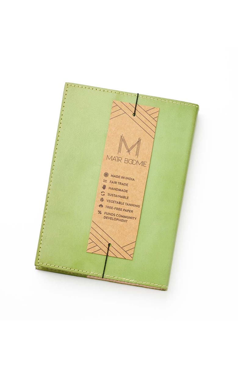 Matr Boomie Snake Embossed Green Leather Journal, Alternate, color, Green