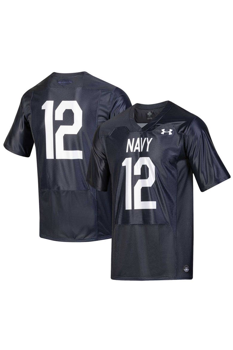 Men's Under Armour #12 Navy Navy Midshipmen Silent Service Replica Football Jersey, Main, color, Navy