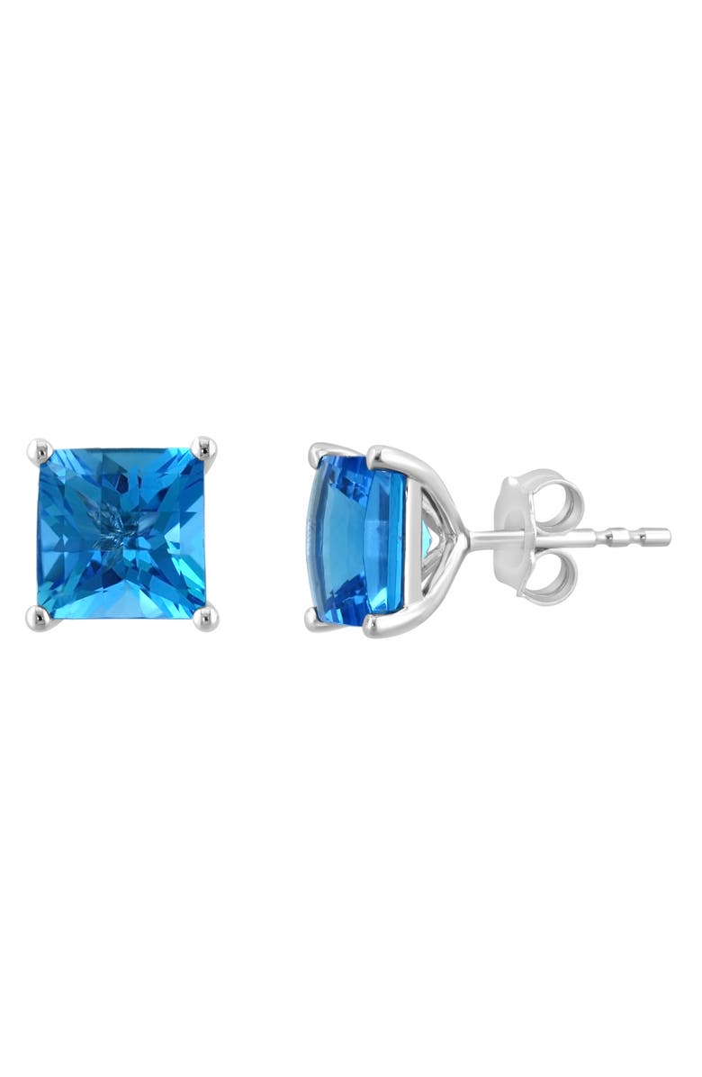 EFFY 14K White Gold Square Blue Topaz Earrings, Alternate, color, Blue