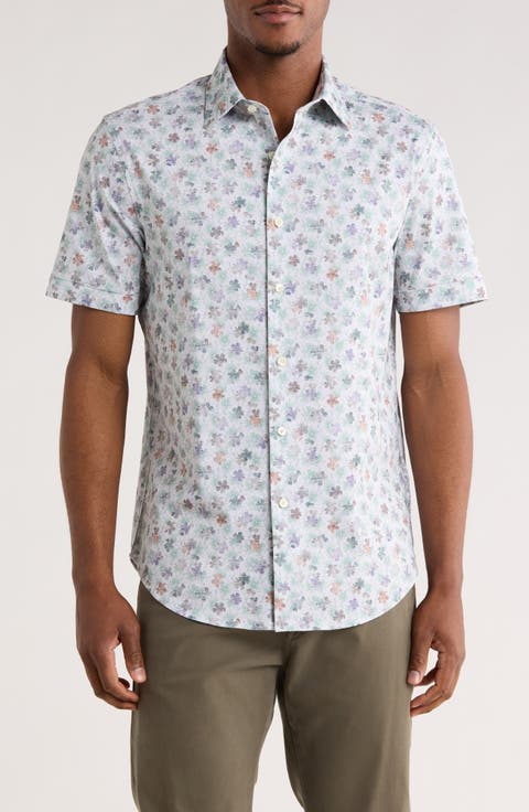 Miles OoohCotton® Abstract Print Short Sleeve Button-Up Shirt