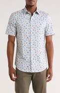 Bugatchi Miles OoohCotton® Abstract Print Short Sleeve Button-Up Shirt