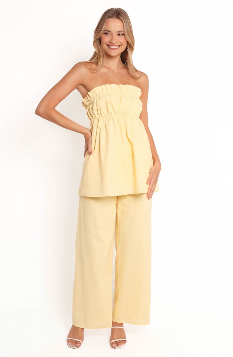 Petal & Pup Ember Wide Leg Cotton & Linen Drawstring Pants, Main, color, Butter Yellow