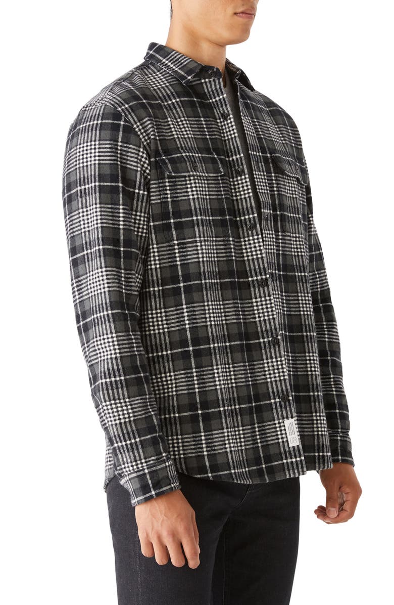 Frank And Oak Kapok Plaid Flannel Button-Up Overshirt, Alternate, color, 