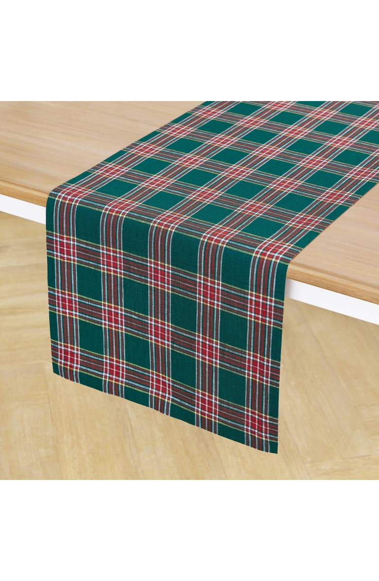 Solino Home Linen Table Runner - Green Tartan Plaid, Alternate, color, Green