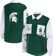 WEAR by Erin Andrews Women's WEAR by Erin Andrews Hunter Green Michigan State Spartans Button-Up Shirt Jacket